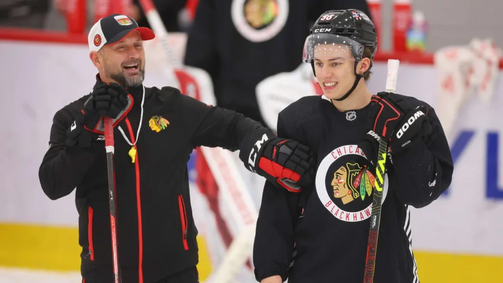 Blackhawks Coach Sorensen Stays Calm After Controversial Call Against Connor Bedard in Loss to Devils